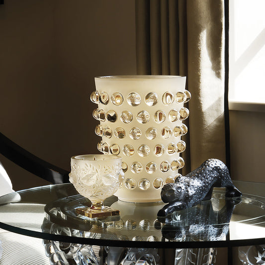 Seven Lalique Icons Unveiling the Stories Behind Crystal Masterpieces - 10411600 Lalique Mossi XXL Vase Gold Lustre Crystal - Lifestyle 3