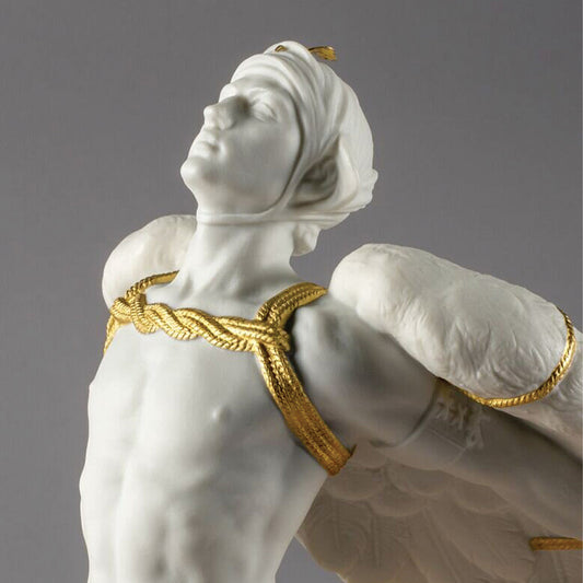 A Touch of Gold How the Small Details Enrich the Final Product - 01009393 Lladro Icarus Sculpture - Close-up Front