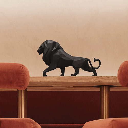 Lladro Lions A Symbol of Divine Protection Across Cultures - 01009746 Lladro Origami Lion Sculpture Matt Black - Lifestyle 2