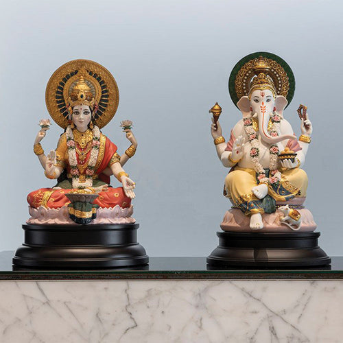 Why Goddess Lakshmi and Lord Ganesha Are Worshipped Together - 01002024 Lladro Goddess Lakshmi Sculpture. Limited Edition 01002004 amb3 Lord Ganesha Sculpture. Limited Edition