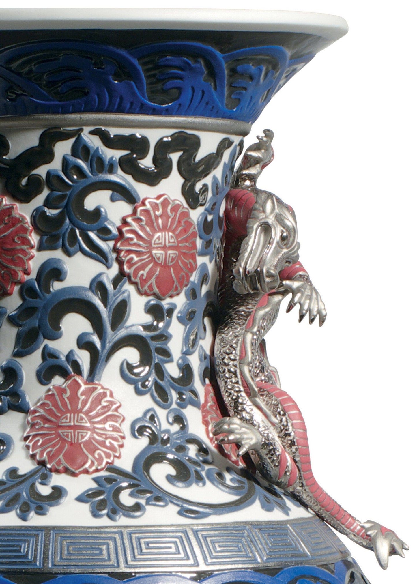 Lladró Oriental Vase Sculpture Red Limited Edition FormFluent