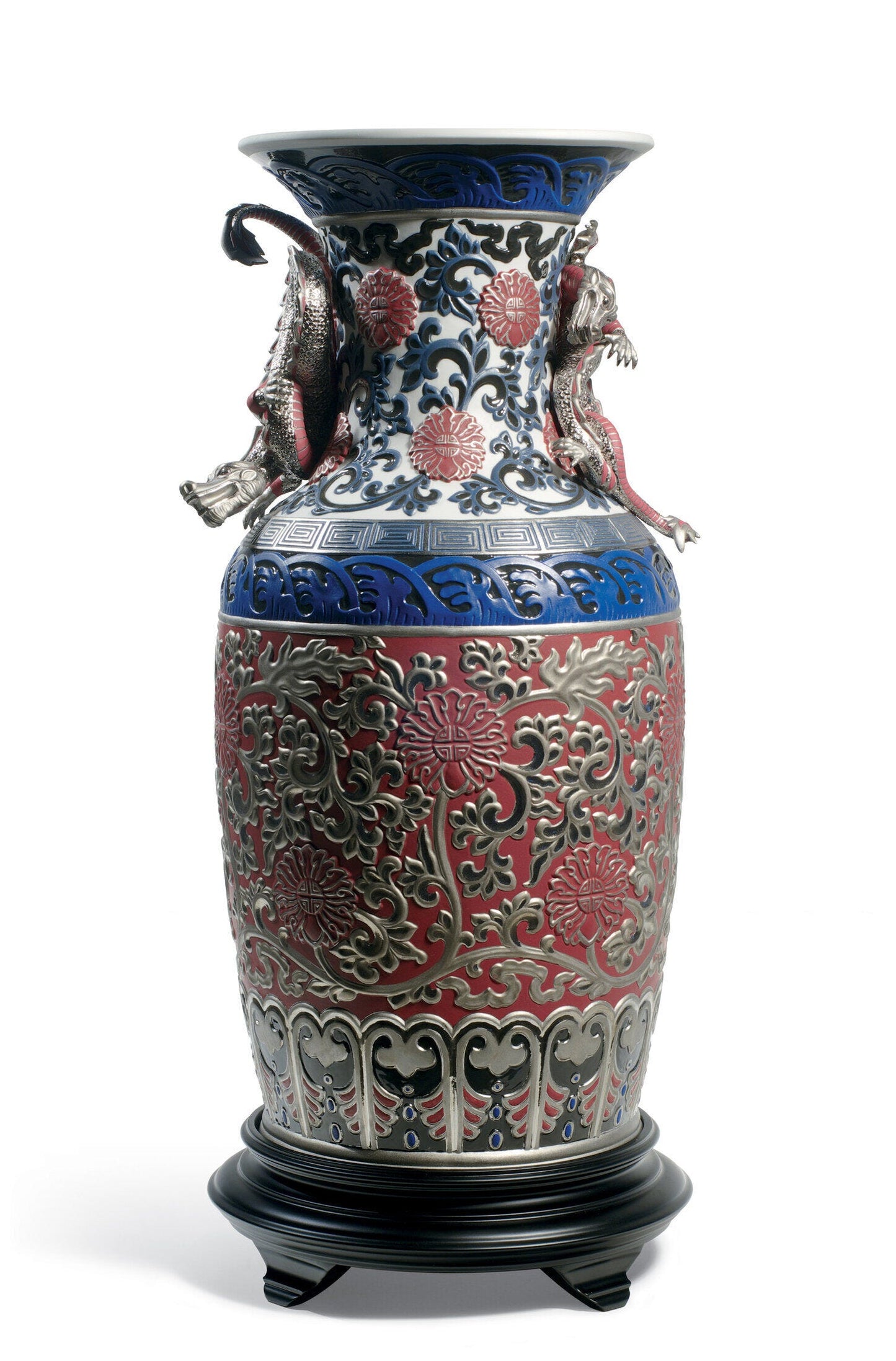 Lladró Oriental Vase Sculpture Red Limited Edition FormFluent