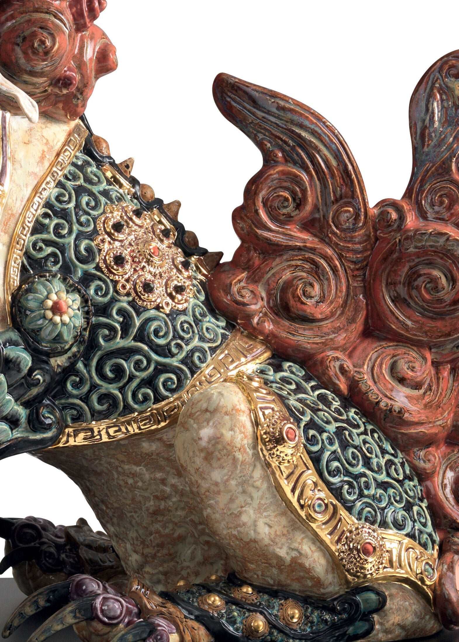 Guardian Lion and Lioness Sculpture Set. Red. Limited Edition