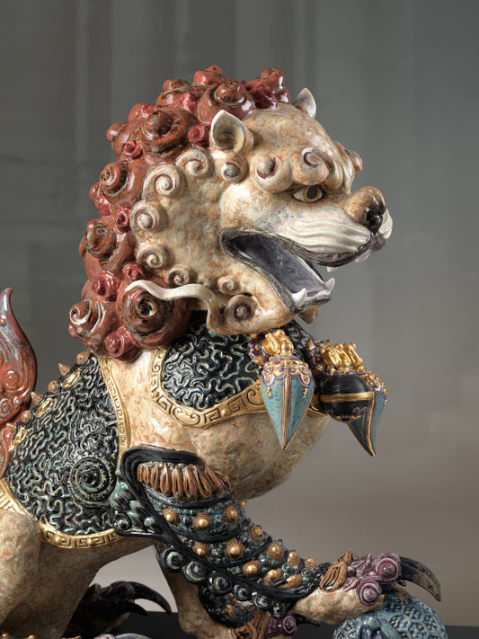 Lladró Guardian Lion Sculpture Red Limited Edition   FormFluent