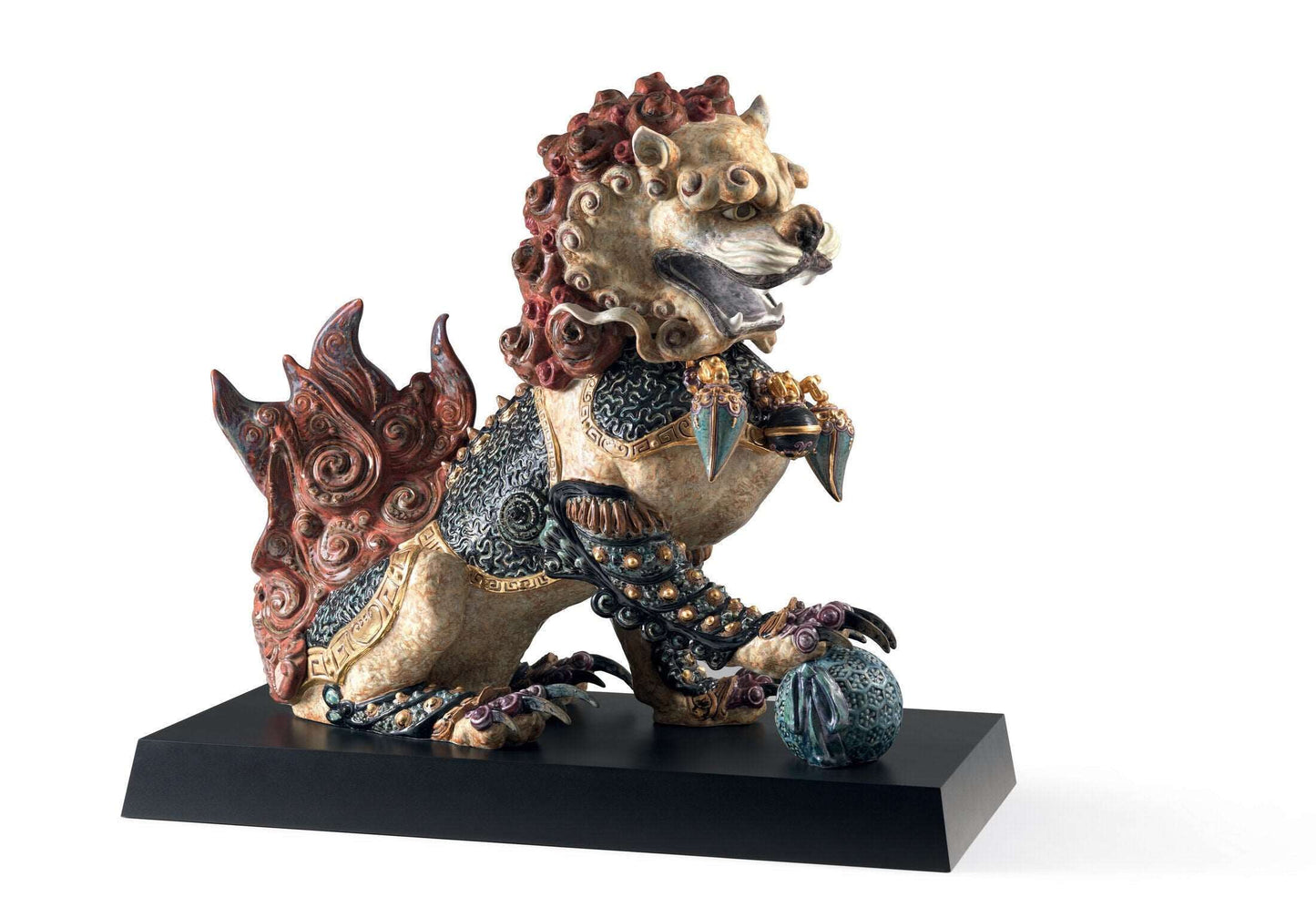 Guardian Lion and Lioness Sculpture Set. Red. Limited Edition