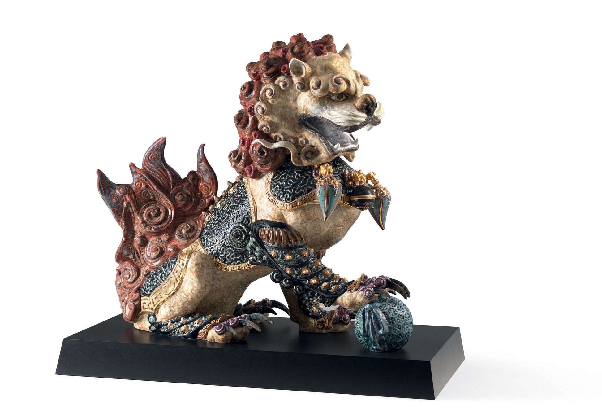 Guardian Lion and Lioness Sculpture Set. Red. Limited Edition
