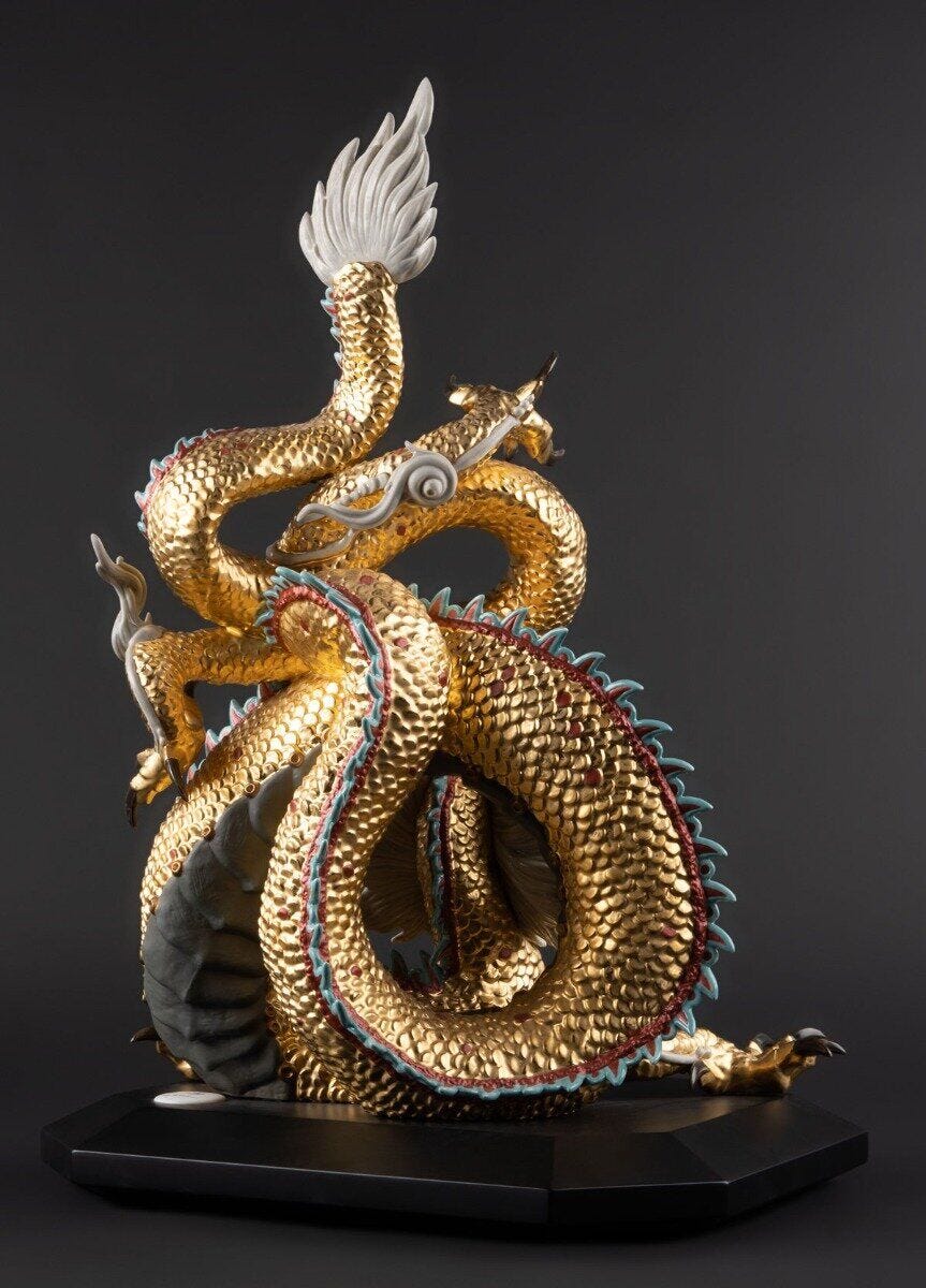 Protective Dragon Sculpture Gold Special Edition Limited Edition