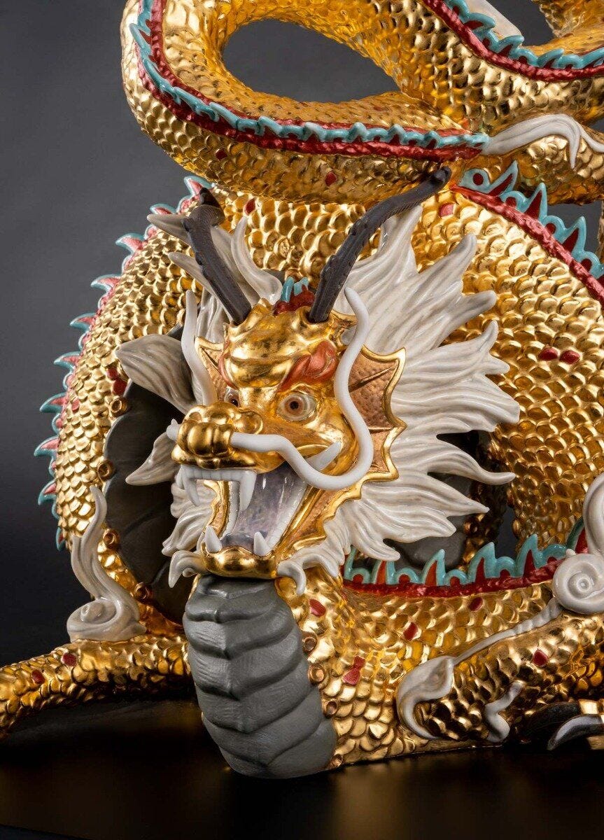 Protective Dragon Sculpture Gold Special Edition Limited Edition