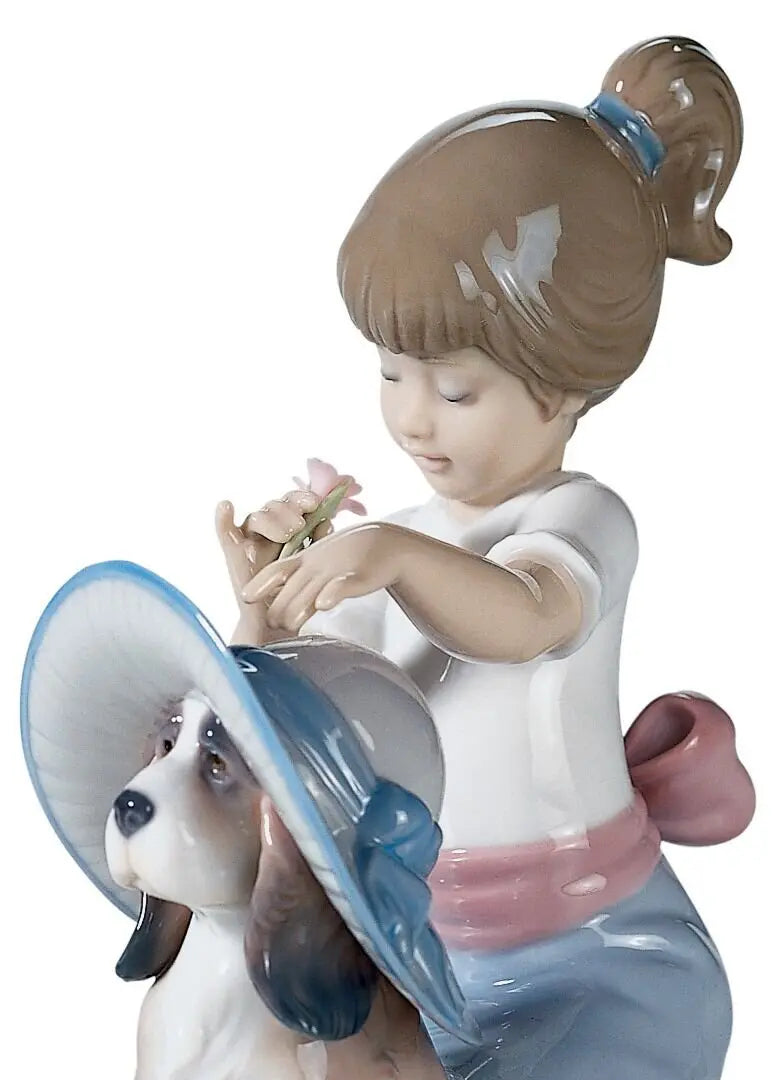 Lladró An Elegant Touch Girl with Dog Figurine Sculpture by Lladró at FormFluent