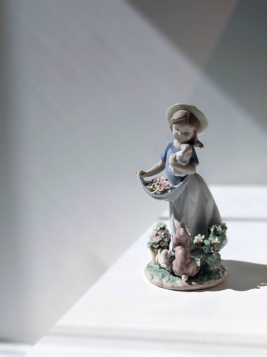 Lladró A Romp in the Garden Girl with Dog Sculpture by Lladró at FormFluent