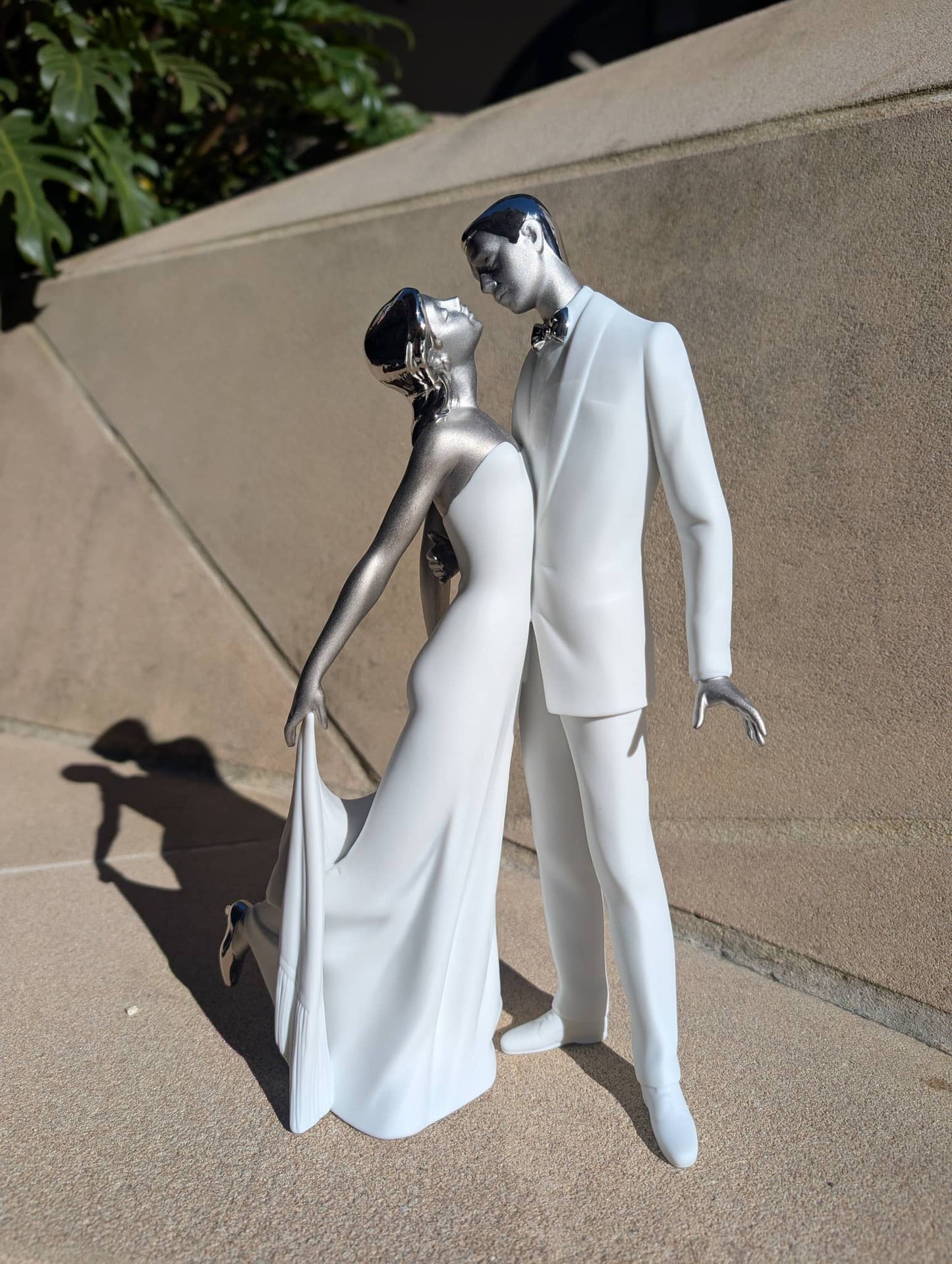 Lladró Happy Anniversary Wedding Couple Figurines - White and Silver Sculpture by Lladró at FormFluent Sydney, Australia