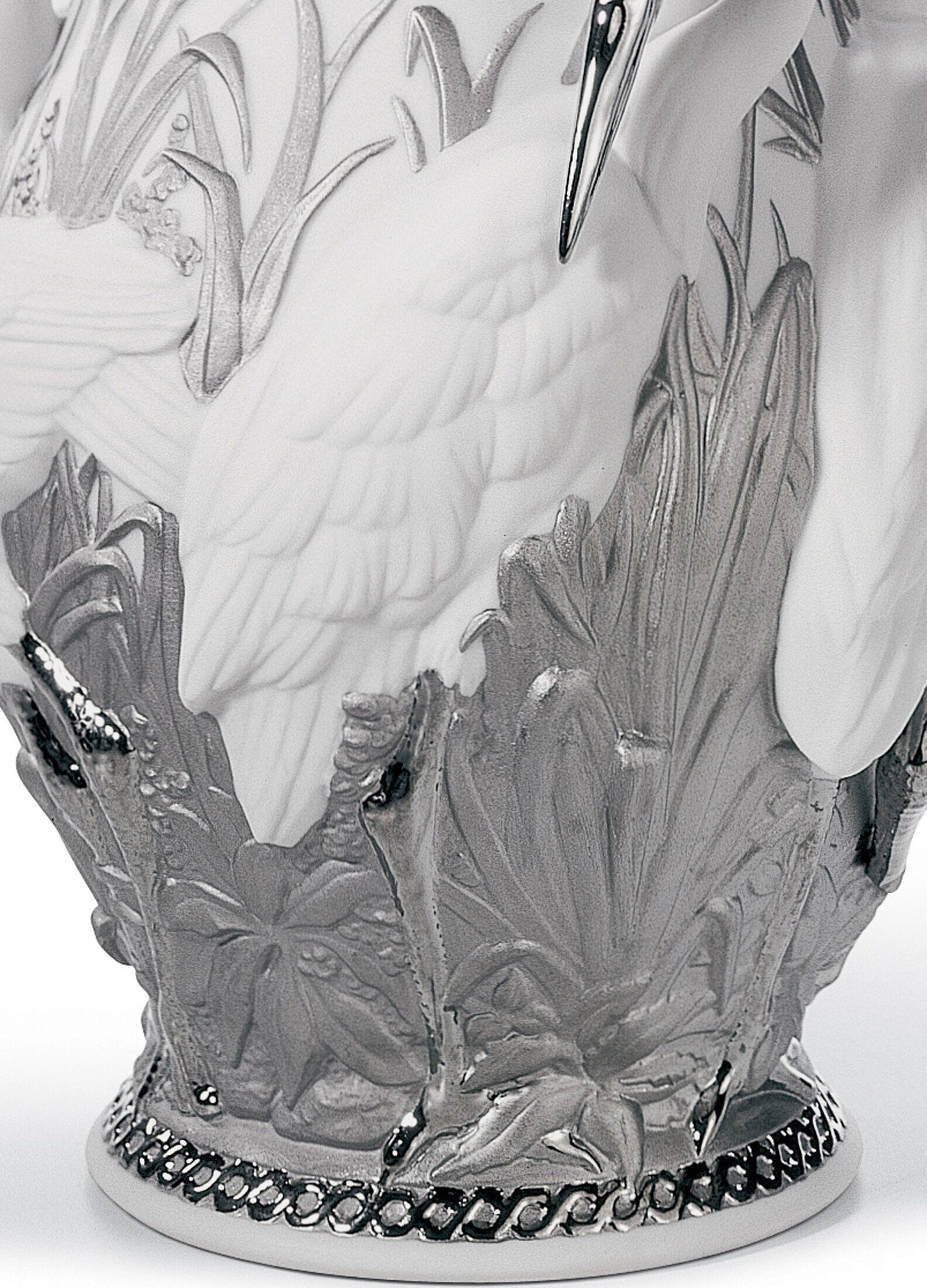 Lladró Herons' Realm Vase Silver Lustre by Lladró at FormFluent
