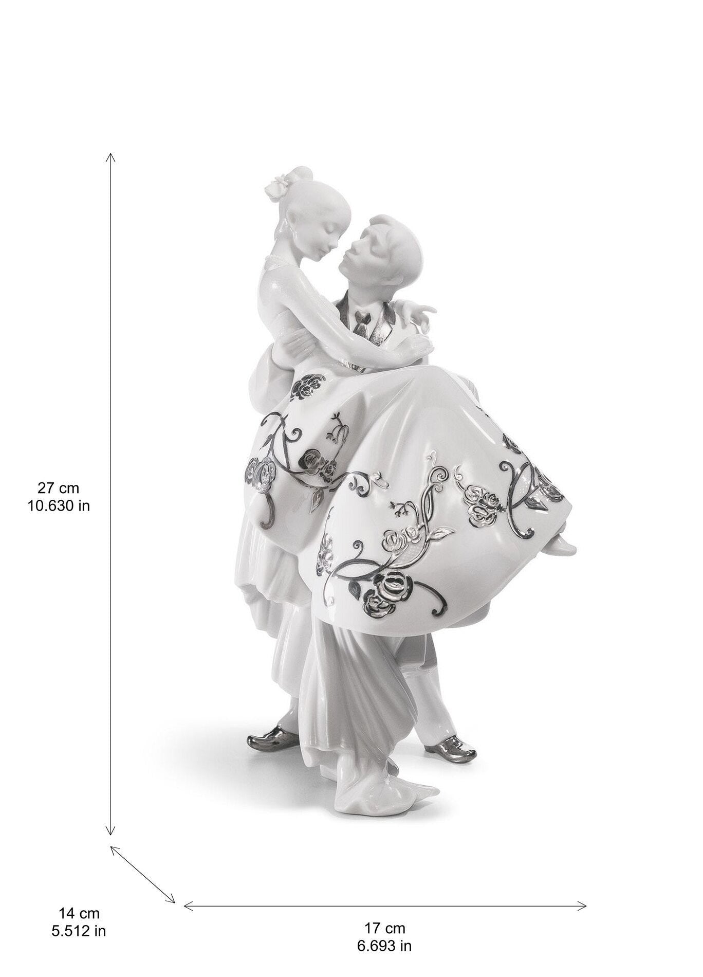 Lladró The Happiest Day Couple Figurine - Silver Lustre