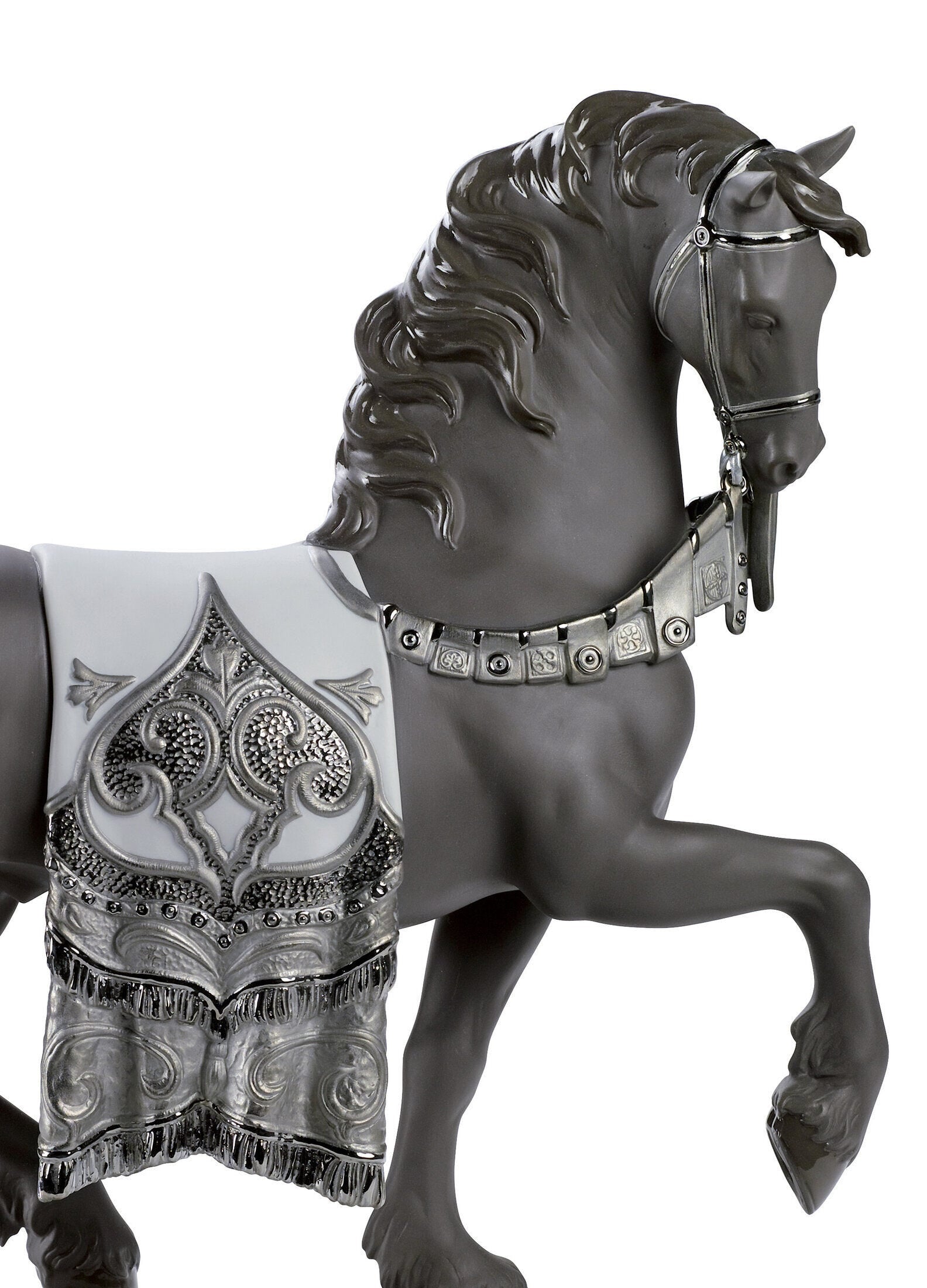 Lladró A Regal Steed Horse Sculpture Silver Lustre   FormFluent