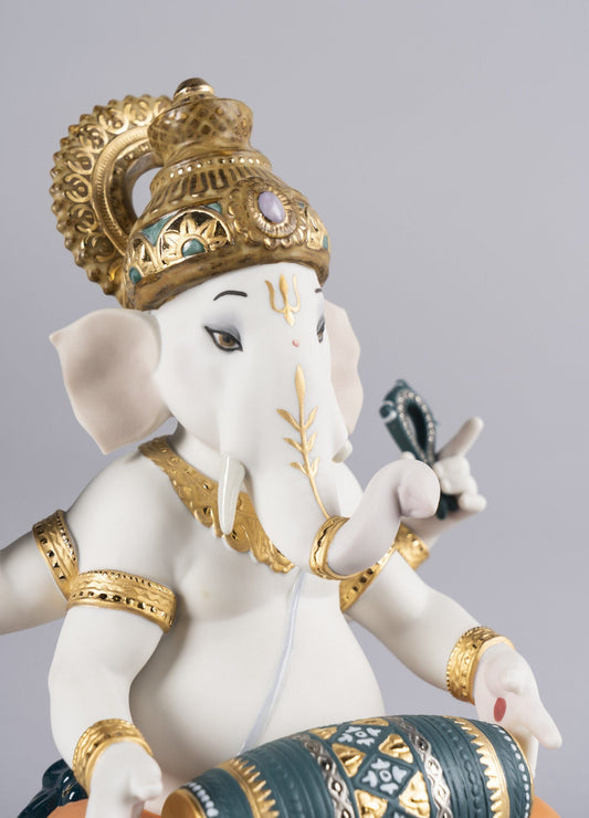 Lladró Mridangam Ganesha Figurine Limited Edition Sculpture by Lladró at FormFluent