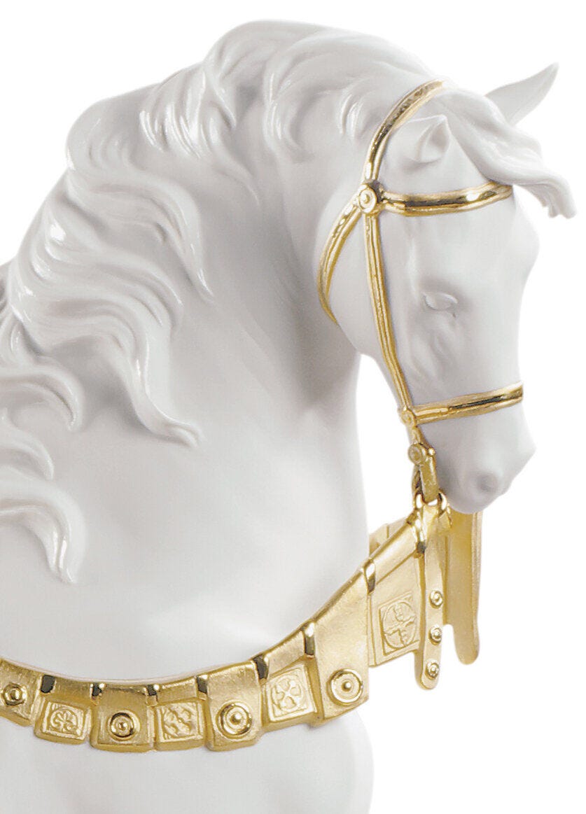 Lladró A Regal Steed Horse Sculpture Golden Lustre   FormFluent Lladro sydney australia