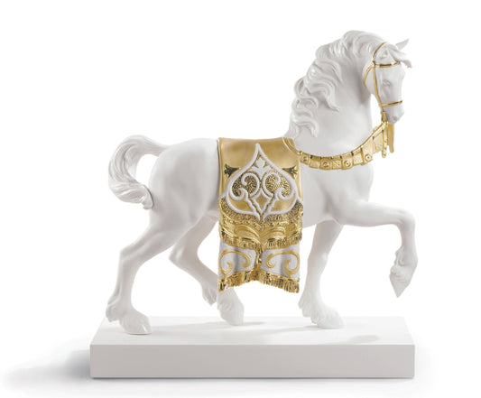 Lladró A Regal Steed Horse Sculpture Golden Lustre   FormFluent  Lladro sydney australia