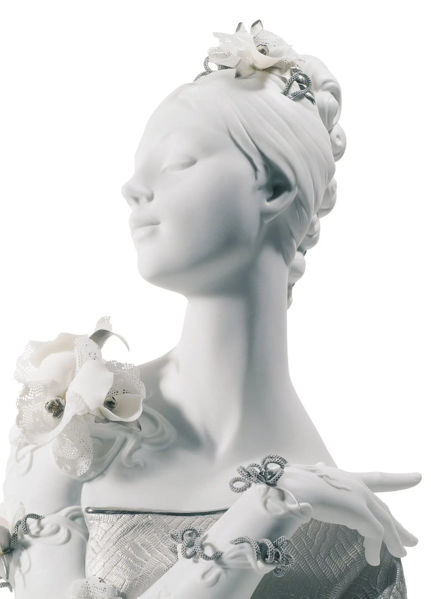 Lladró My Fair Lady Woman Bust Figurine Silver Lustre Sculpture by Lladró at FormFluent