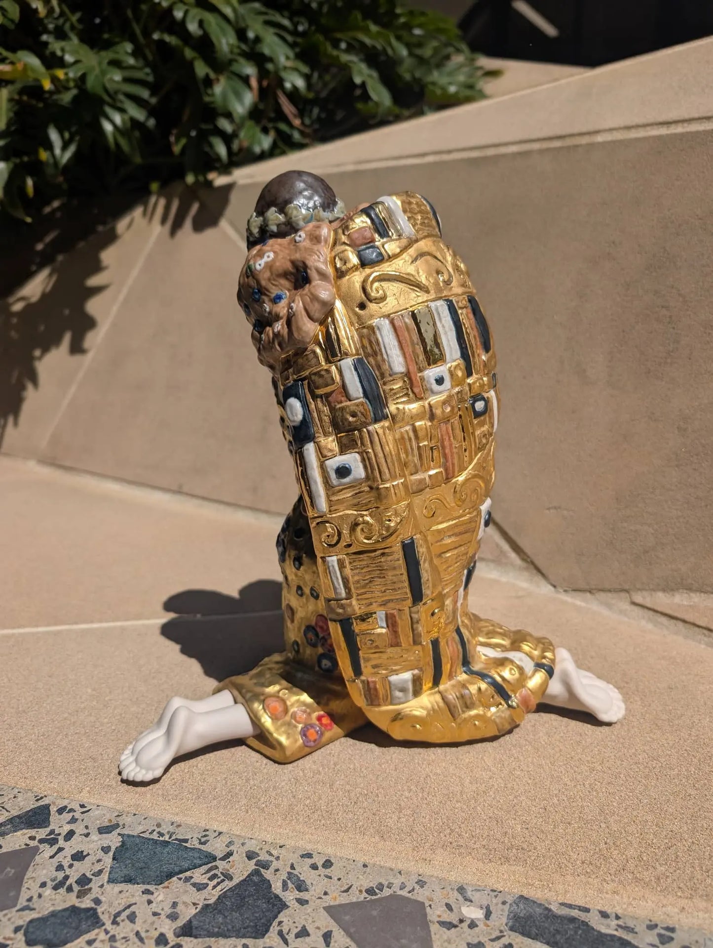 Lladró The Kiss Couple Sculpture Gold Lustre Sculpture by Lladró at FormFluent