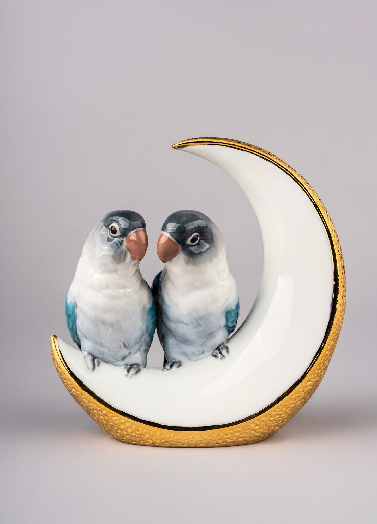 Lladró Fly Me to The Moon Birds Figurine in Golden Lustre FormFluent