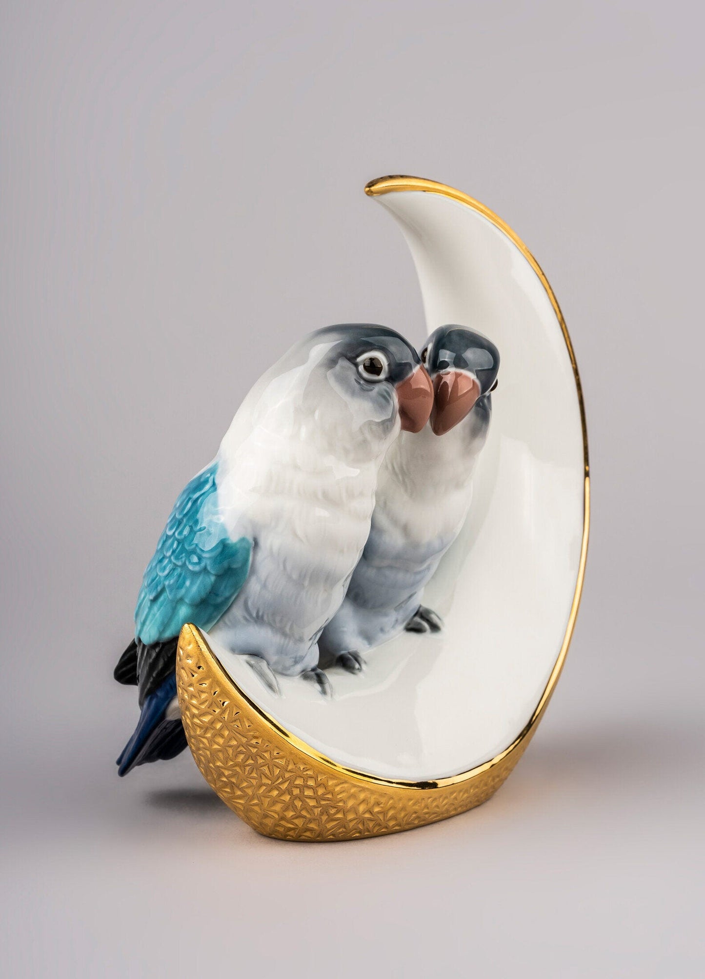 Lladró Fly Me to The Moon Birds Figurine in Golden Lustre FormFluent