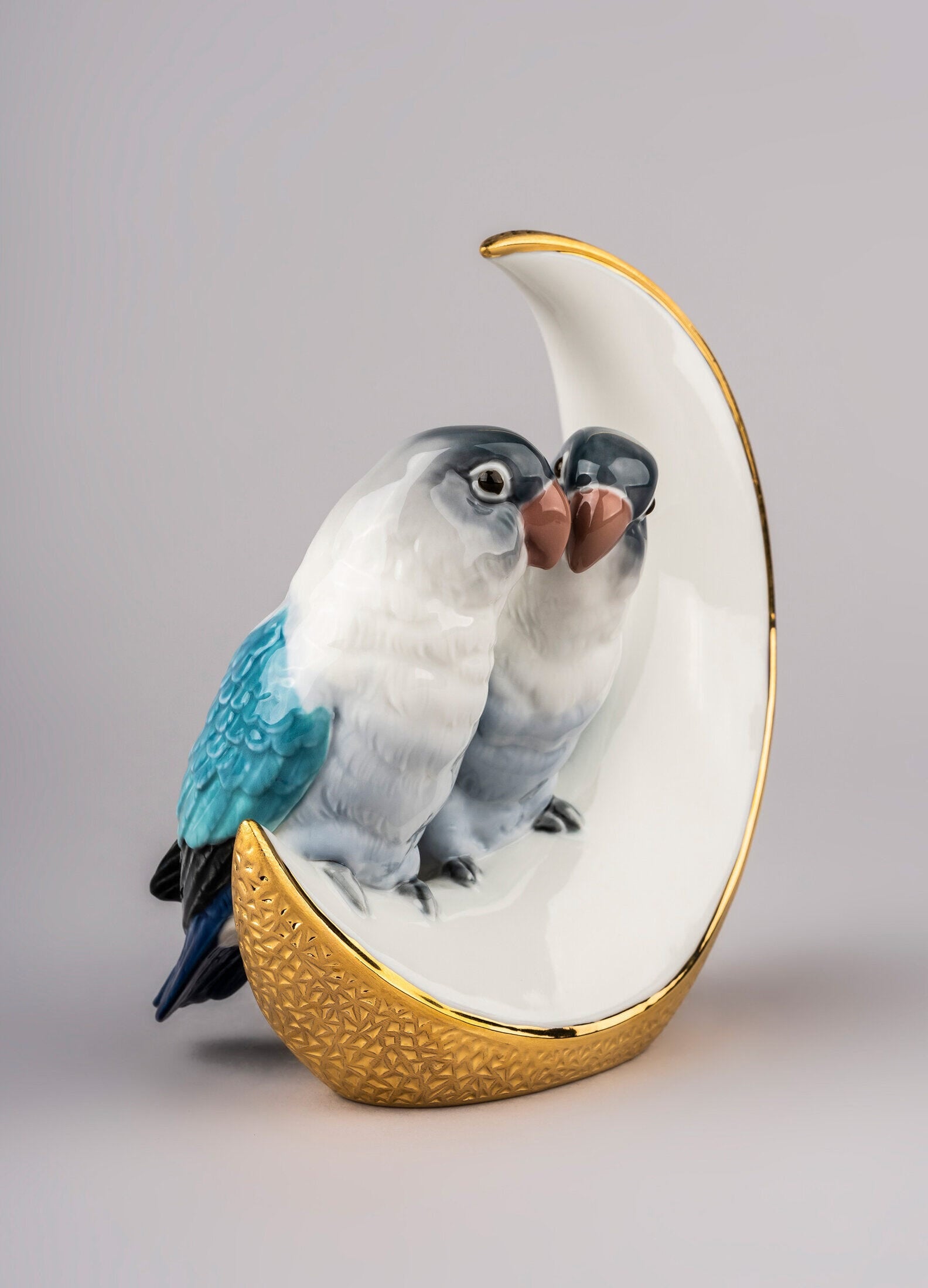 Lladró Fly Me to The Moon Birds Figurine in Golden Lustre   FormFluent