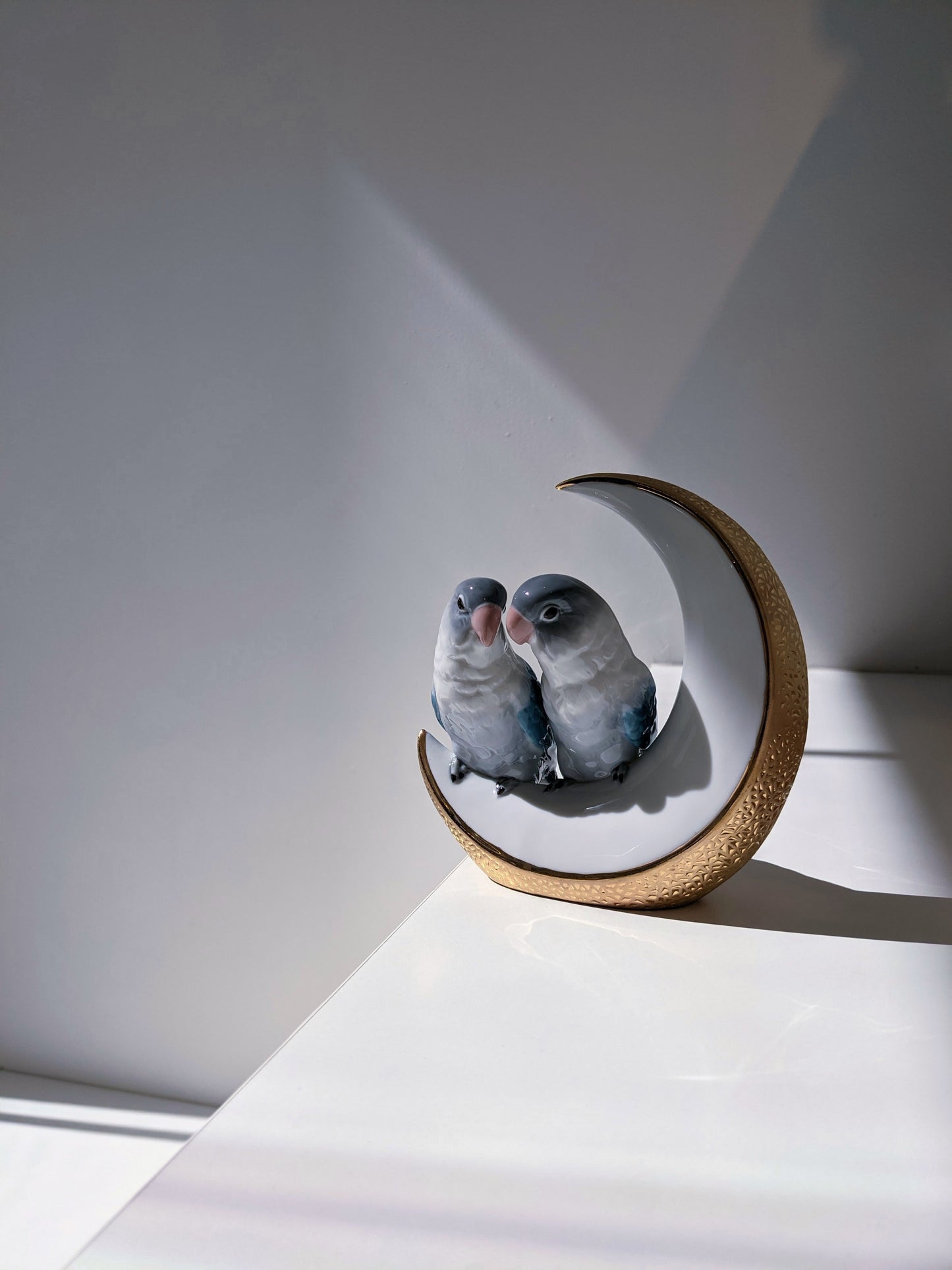 Lladró Fly Me to The Moon Birds Figurine in Golden Lustre FormFluent