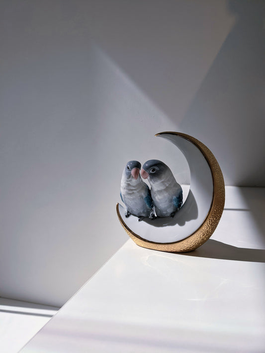 Lladró Fly Me to The Moon Birds Figurine in Golden Lustre   FormFluent