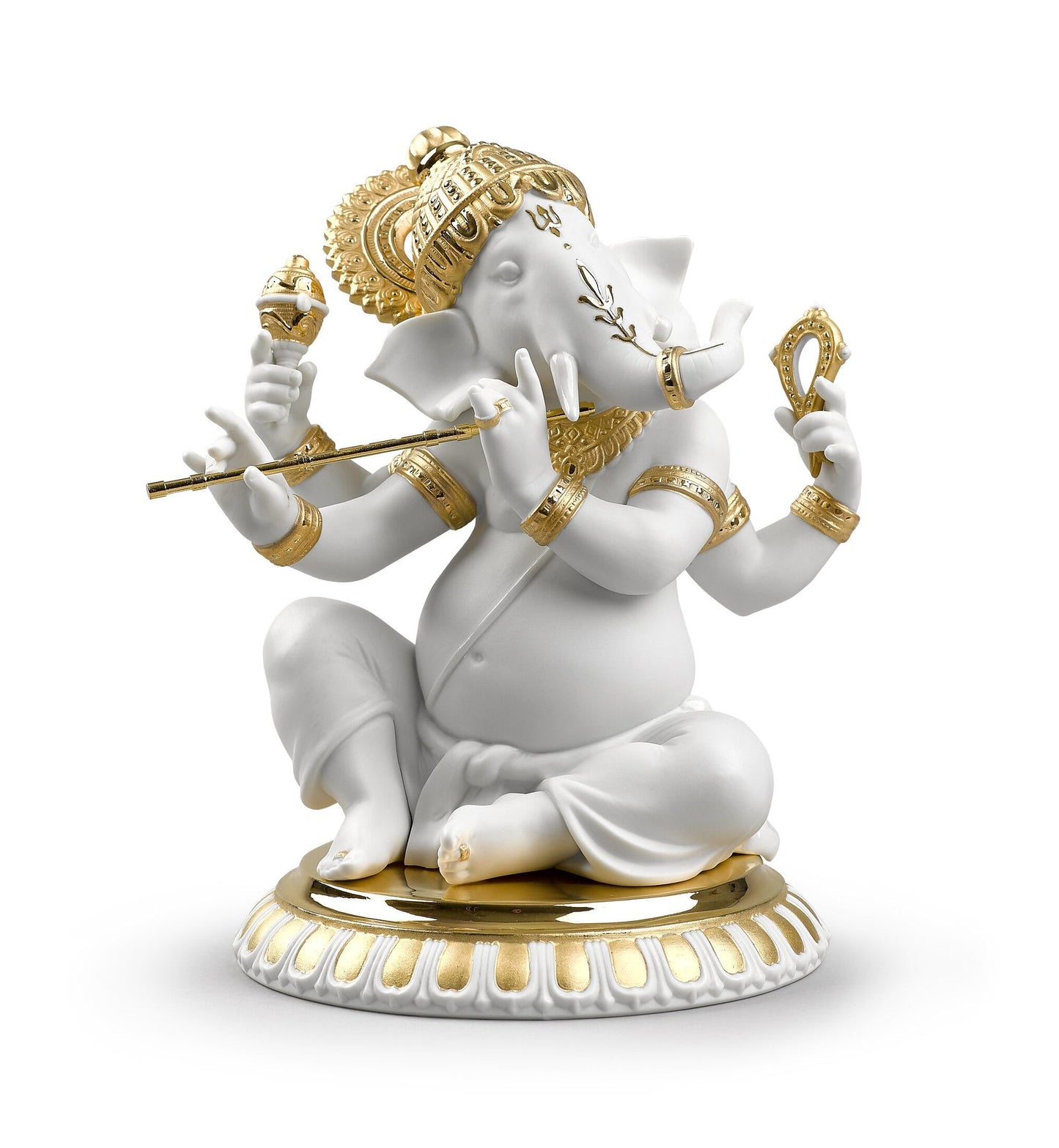 Buy Authentic Lladró Lladró Bansuri Ganesha Figurine Gold Lustre Sculpture - FormFluent Sydney Australia