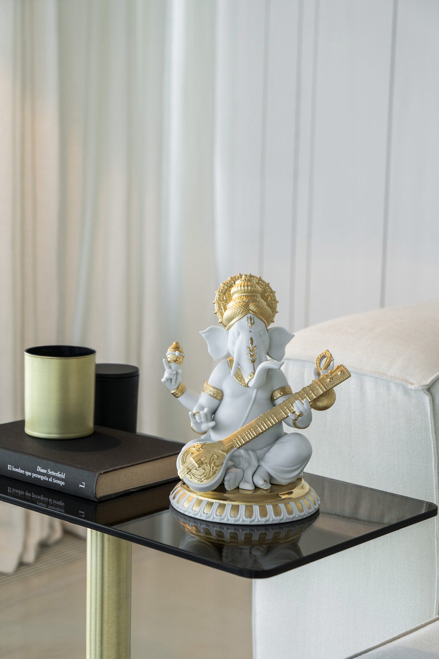 Buy Authentic Lladró Lladró Veena Ganesha Figurine Gold Lustre Sculpture - FormFluent Sydney Australia
