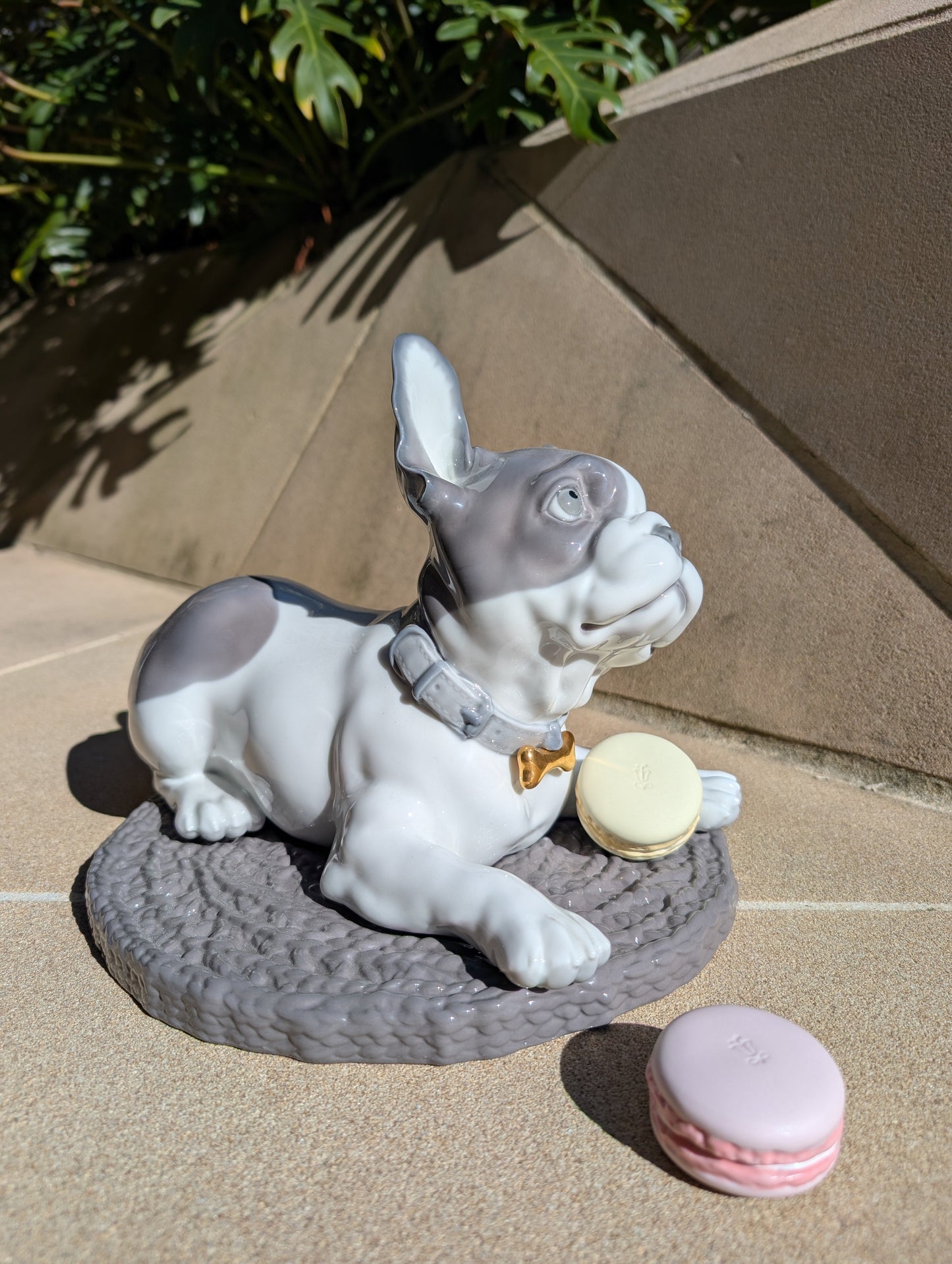 Lladró Lladró French Bulldog with Macarons Dog Figurine - FormFluent Sydney Australia