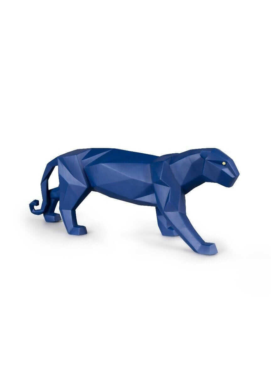 Lladró Origami Panther Figurine Matt Blue Sculpture FormFluent