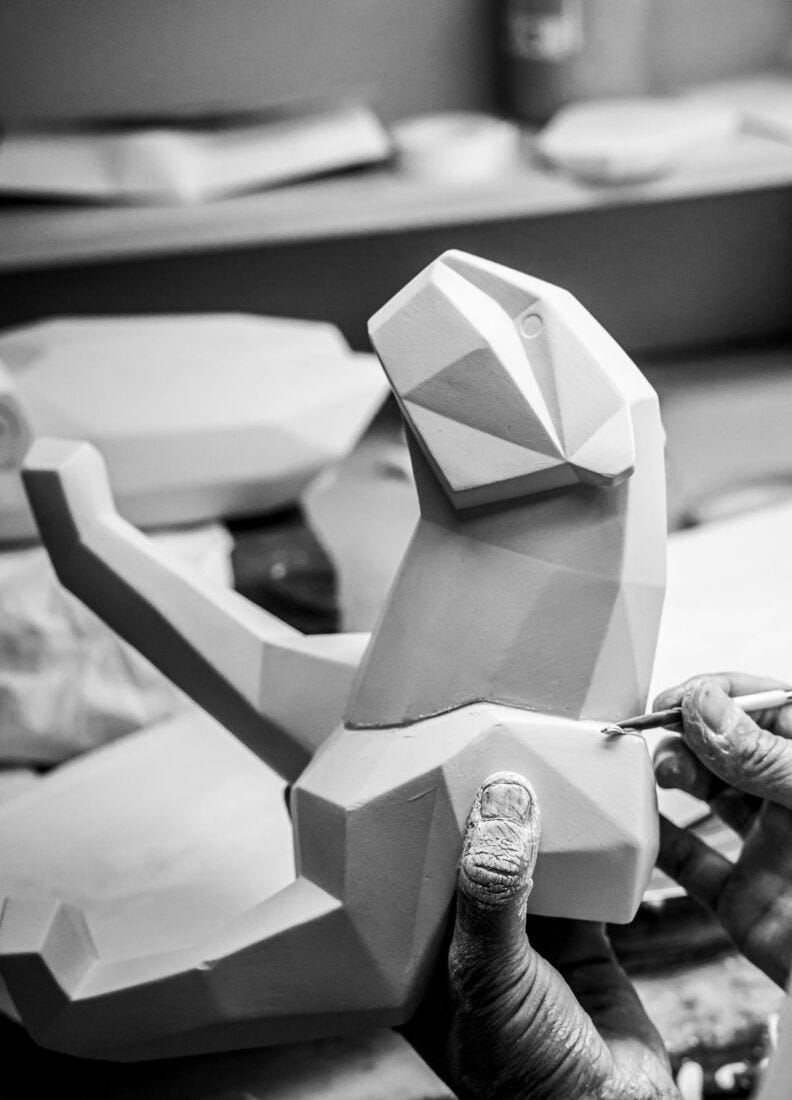 Lladró Origami Panther Figurine Glazed Black Sculpture by Lladró at FormFluent