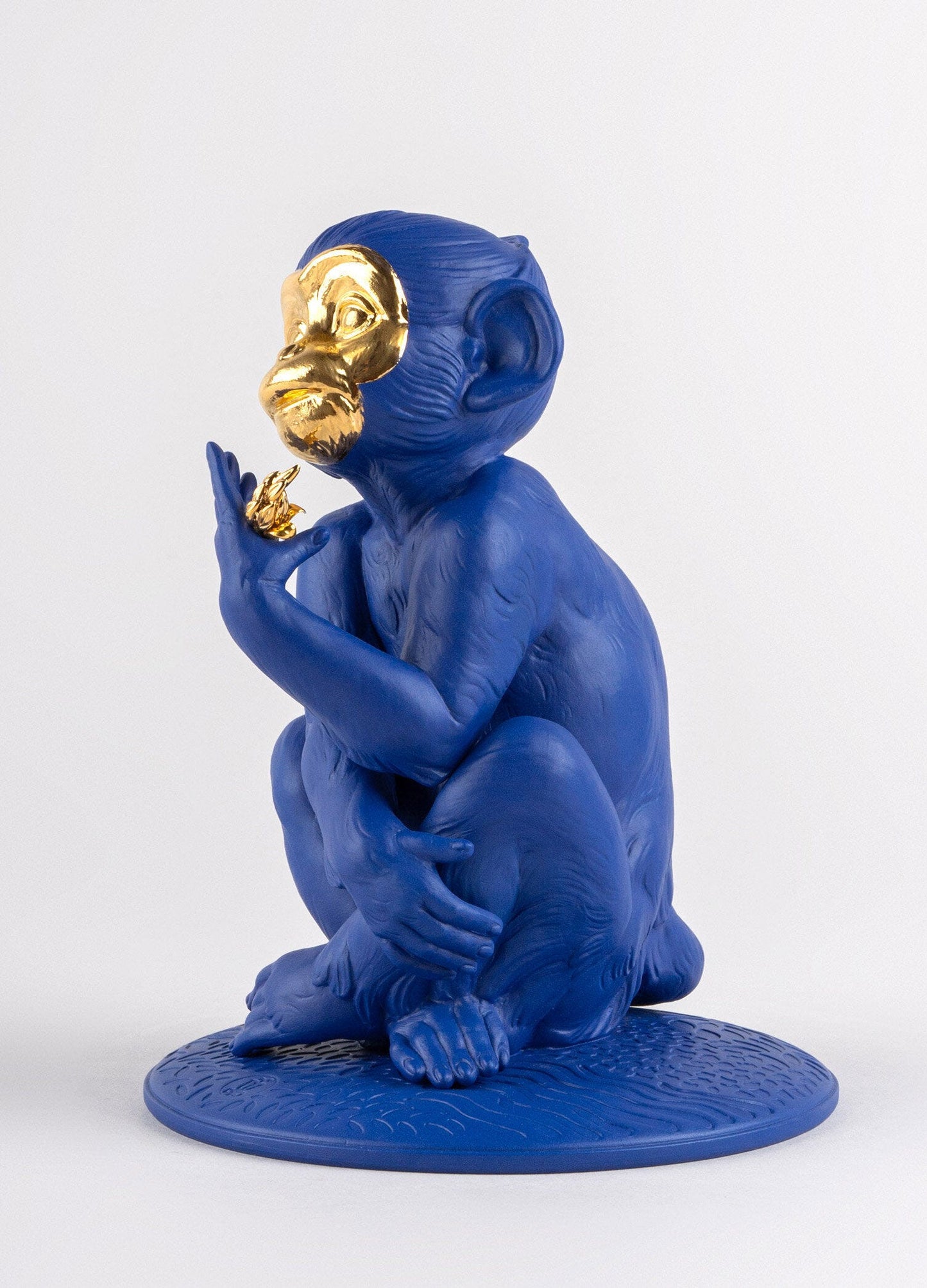 Lladró Bold Blue Little Monkey in International Klein Blue Gold Limited Edition FormFluent