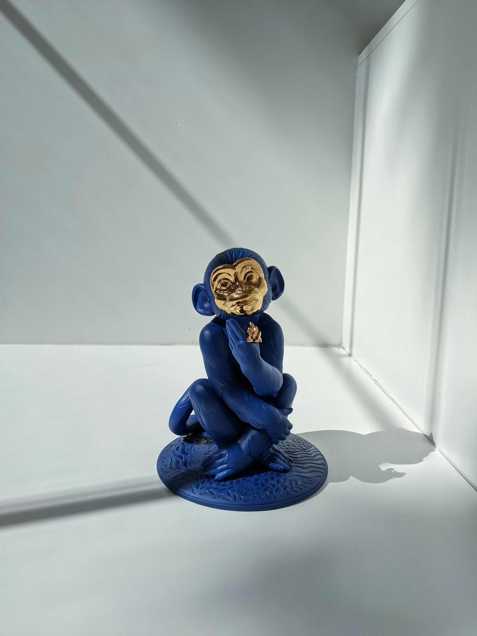 Lladró Bold Blue Little Monkey in International Klein Blue Gold Limited Edition   FormFluent