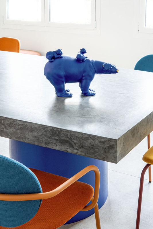 Lladró Mummy Bear and Babies Blue Gold Sculpture Limited Edition by Lladró at FormFluent