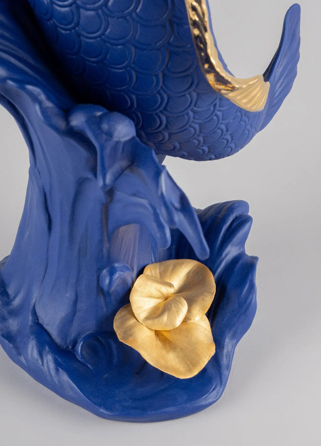 Lladró Boldblue Koi Sculpture Blue-Gold Limited Edition Int. Klein Blue Sculpture by Lladró at FormFluent