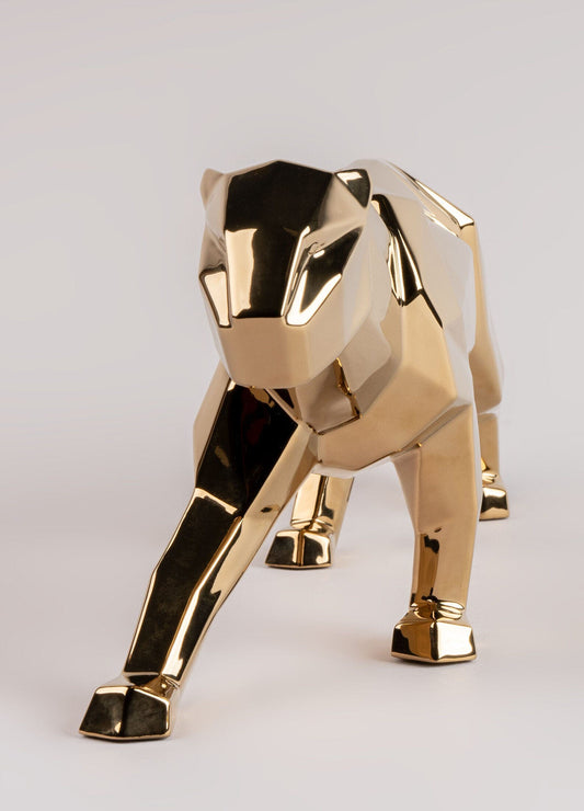 Lladró Origami Panther Figurine Metallic Gold  Sculpture FormFluent