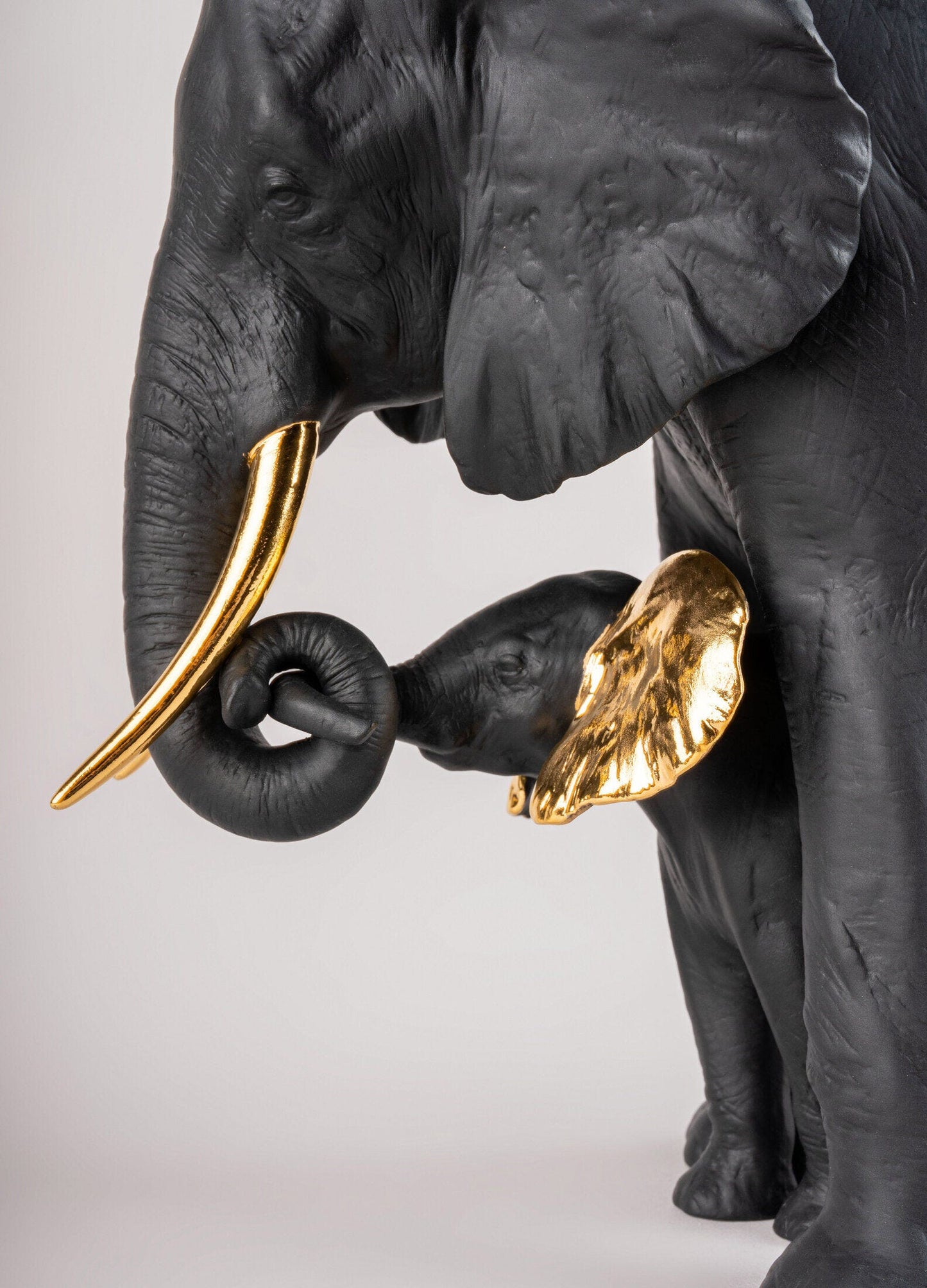 Lladró Bold Black Leading the Way Elephants Sculpture Limited Edition FormFluent
