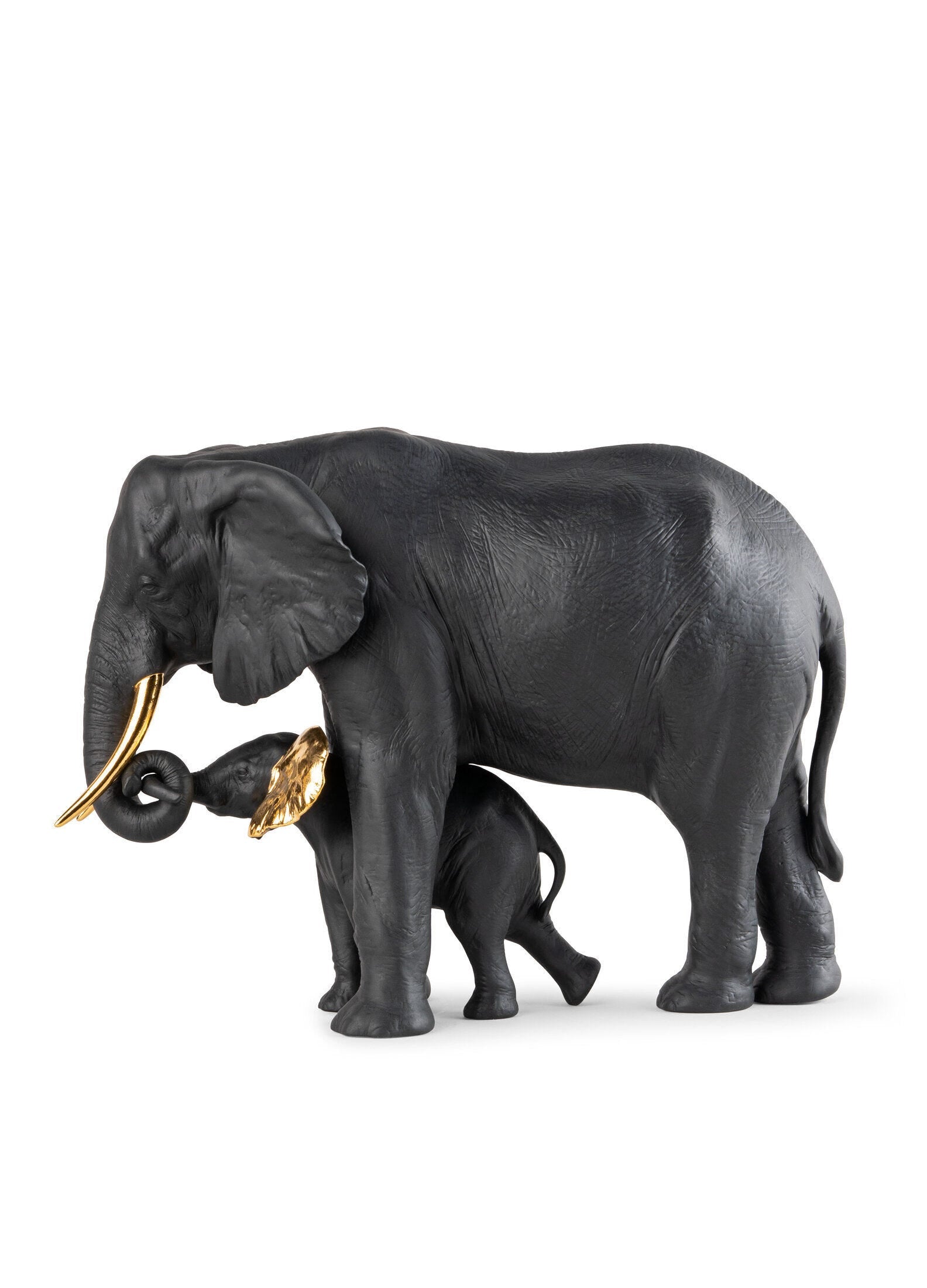 Lladró Bold Black Leading the Way Elephants Sculpture Limited Edition   FormFluent