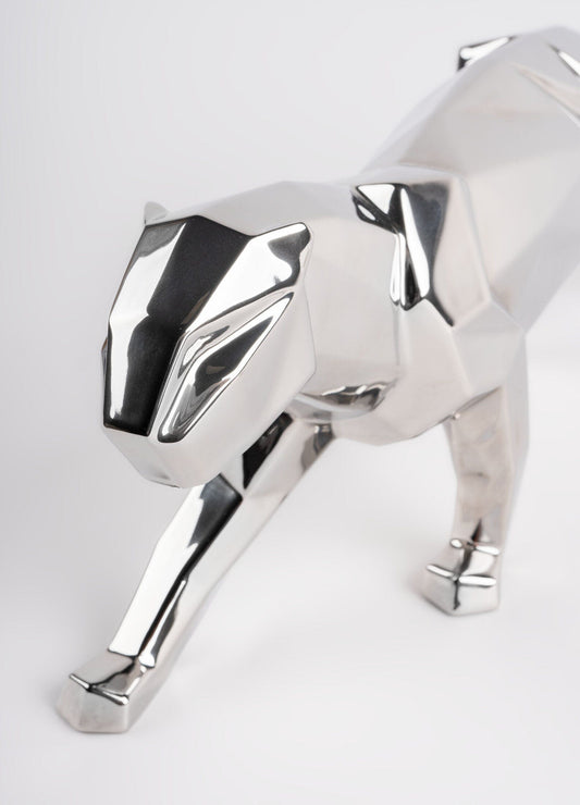 Lladró Origami Panther Figurine Metallic Silver  Sculpture FormFluent