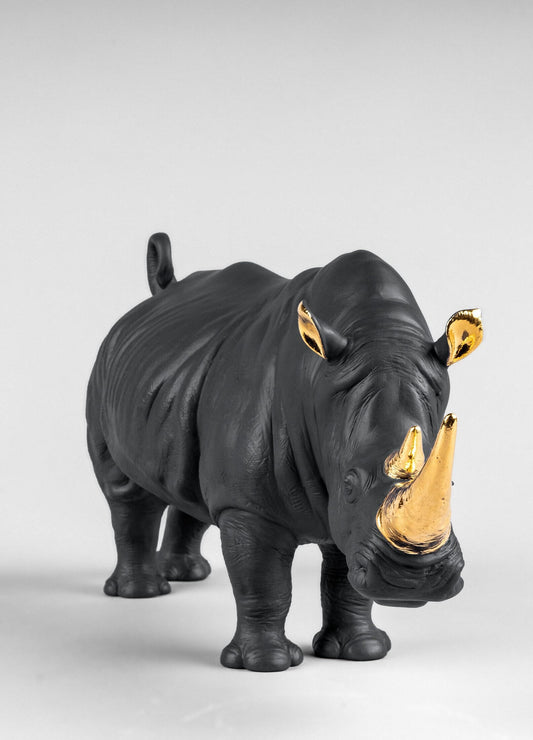 Buy Authentic Lladró Lladró Rhino Sculpture Black-Gold Limited Edition Sculpture - FormFluent Sydney Australia