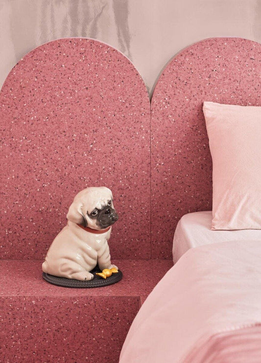 Lladró Puppie (Puppy) Pug Sculpture With Sweet by Lladró at FormFluent