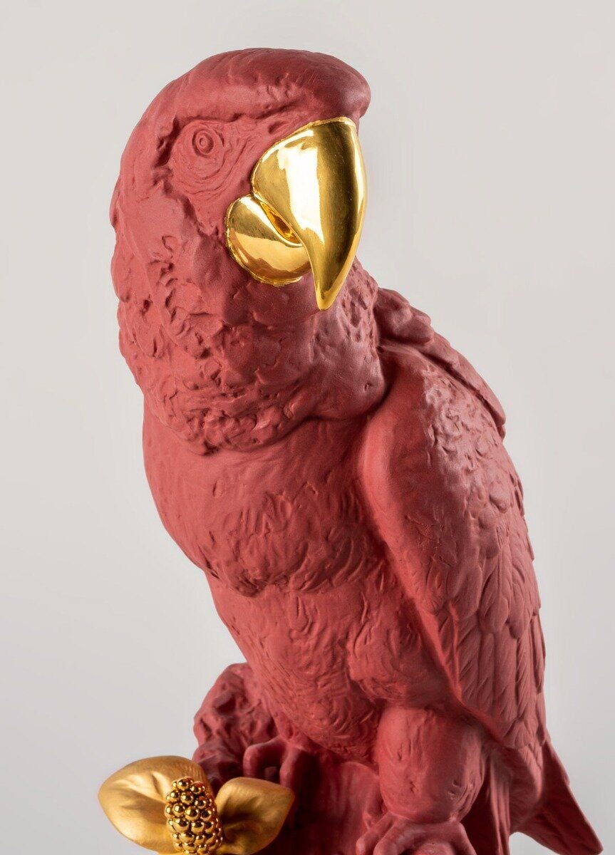 Lladró Macaw Bird Sculpture Red-Gold Limited Edition FormFluent