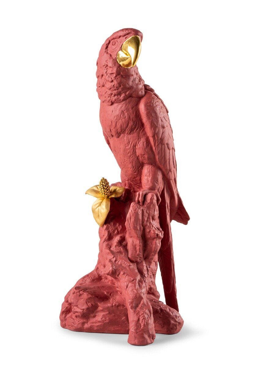 Lladró Macaw Bird Sculpture Red-Gold Limited Edition FormFluent