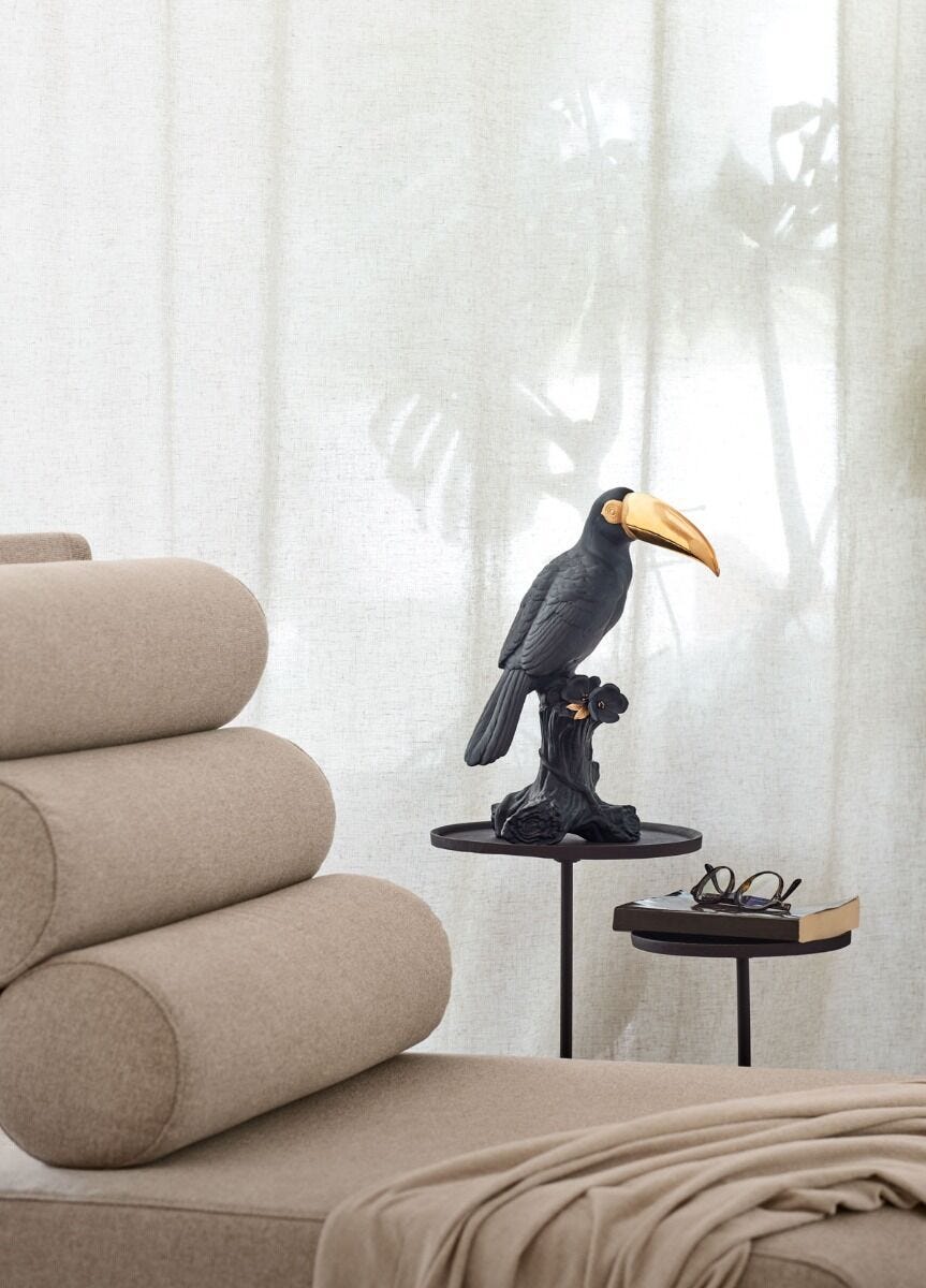 Lladró Toucan Sculpture. Black-gold. Limited Edition FormFluent