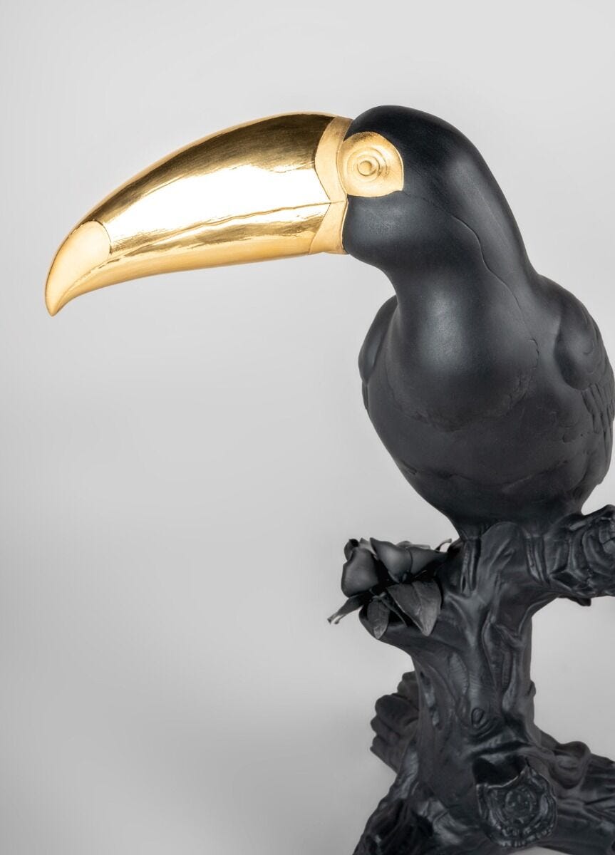 Lladró Toucan Sculpture. Black-gold. Limited Edition FormFluent