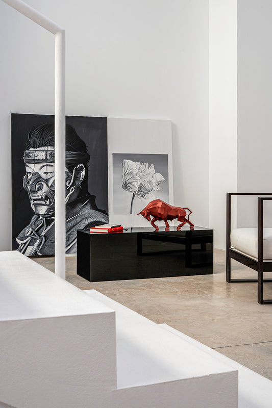 Lladró Origami Bull Sculpture Metallic Red   FormFluent