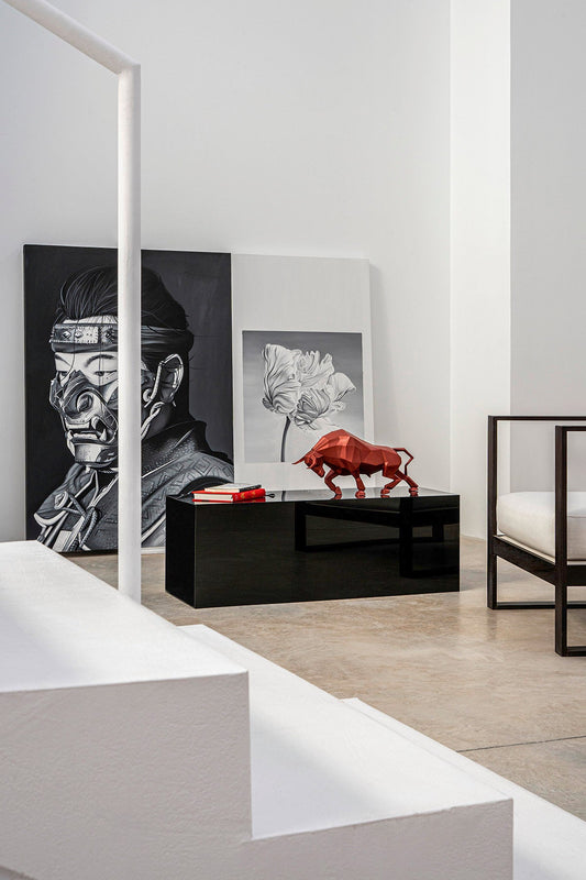 Lladró Origami Bull Sculpture Metallic Red by Lladró at FormFluent