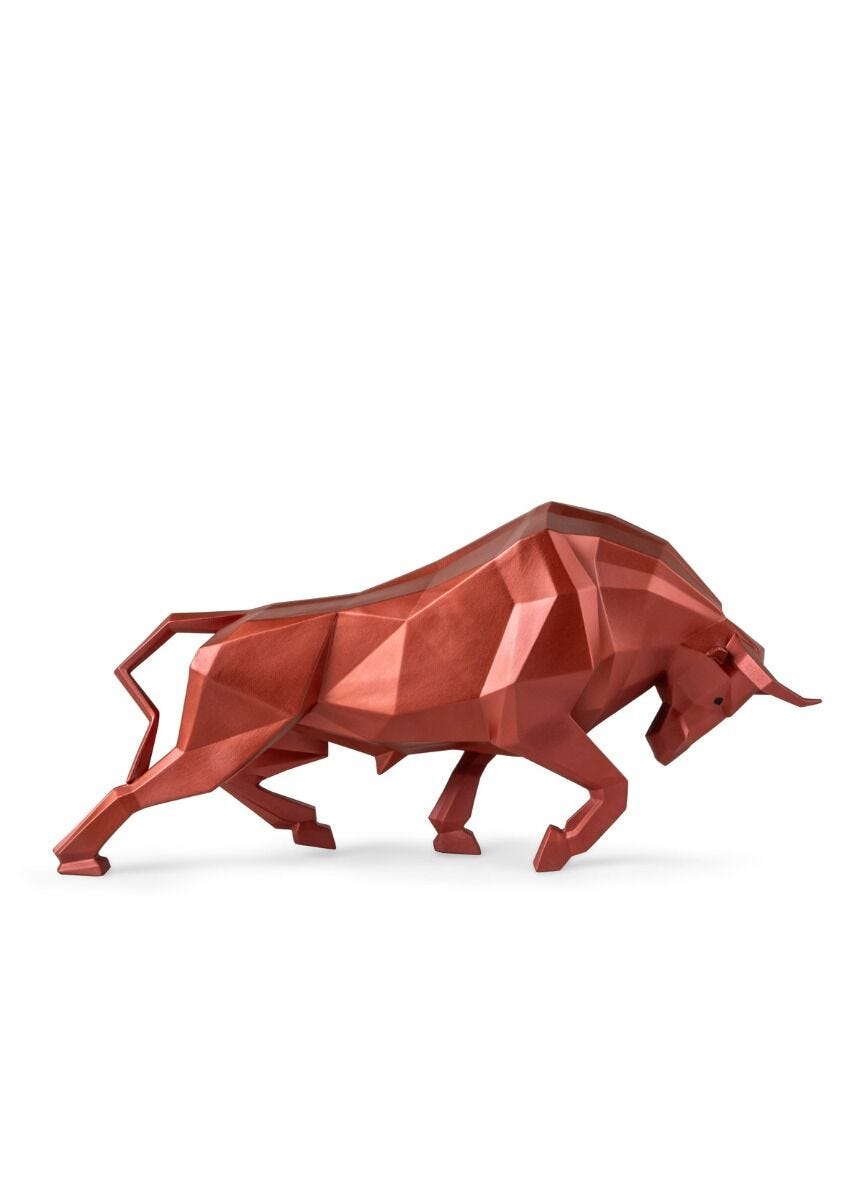 Lladró Origami Bull Sculpture Metallic Red   FormFluent